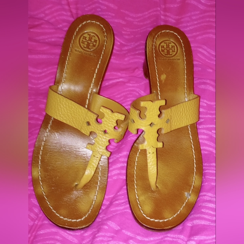 Tory Burch Moore Leather Sandals Brown Heel thong 9